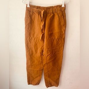 Zara Cargo Jogger Pants Burnt  Frayed Waistband Tie Waist lyocell